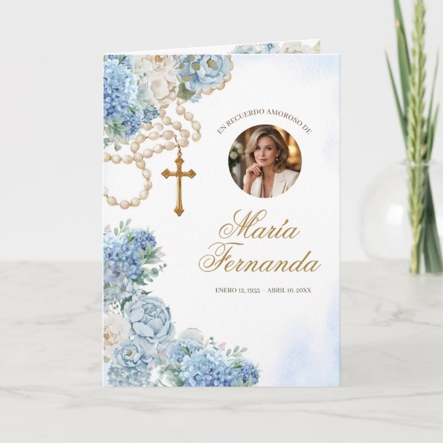 Modelo para Programa Funerário Floral Azul (Frente)