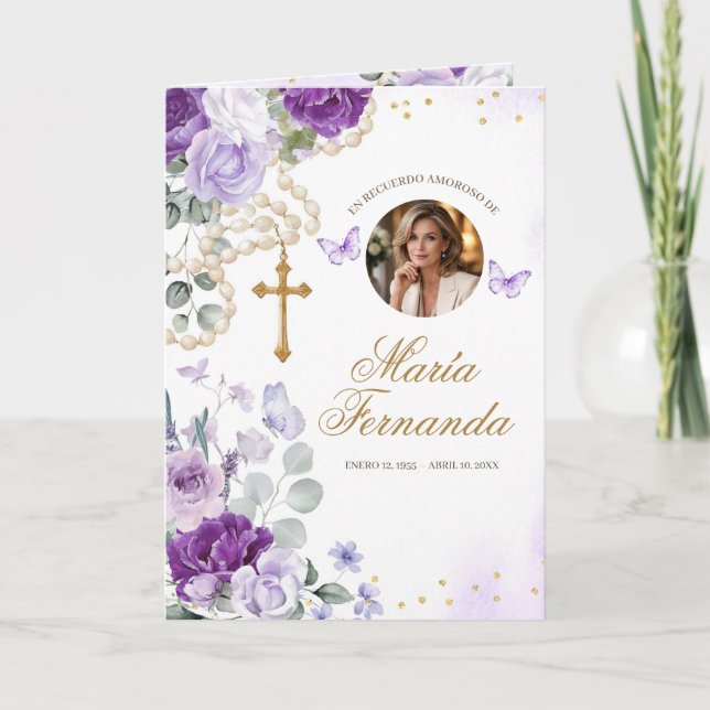 Modelo para Programa Funerário Floral Roxo (Frente)