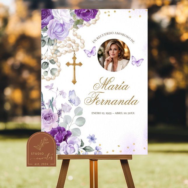Modelo para Programa Funerário Floral Roxo (Criador carregado)