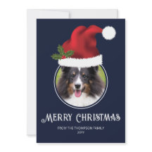 Modelo Personalizado De Foto Red Santa Hat Em Azul