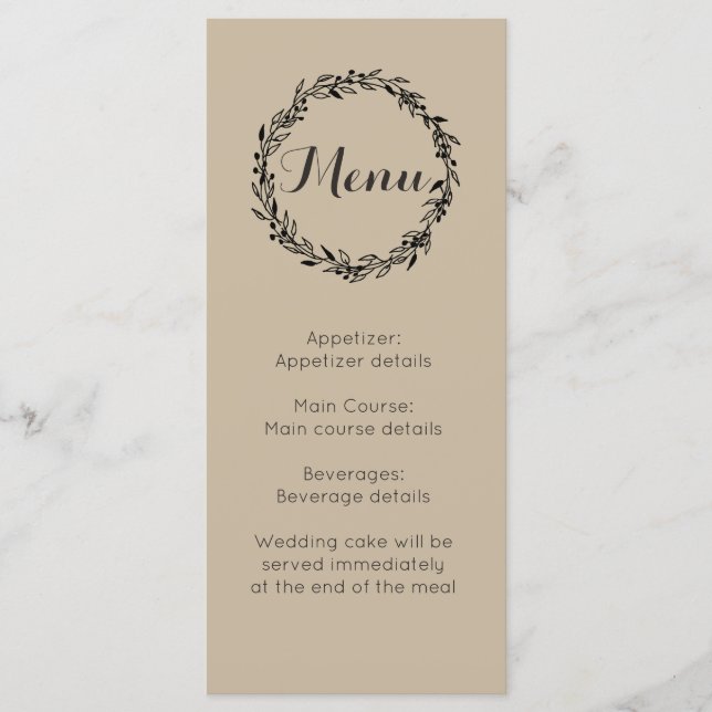 modelo personalizado do menu recepção de casamento (Frente)