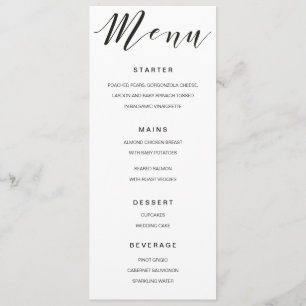 Modelo preto e branco do menu da caligrafia