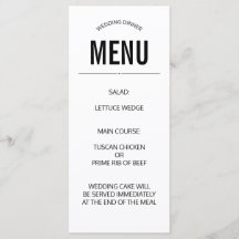 modelo simples preto no menu simples do casamento
