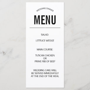 modelo simples preto no menu simples do casamento