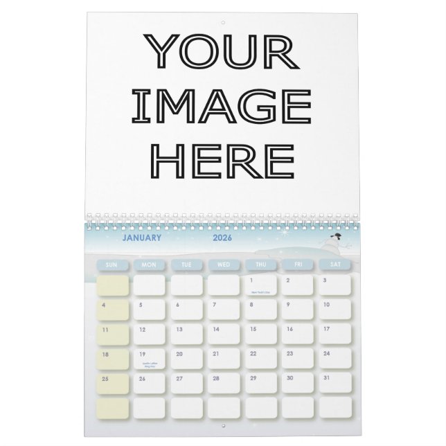 Modelo vazio personalizado costume do calendário (Jan 2026)