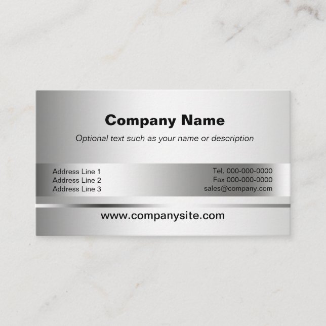 Modelos de cartão de negócios de prata metálicos (Frente)