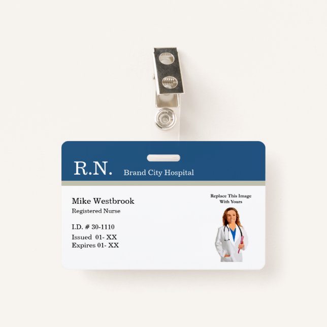 Modelos de Crachá de ID de foto do Funcionarios de (Frente com Clipe)