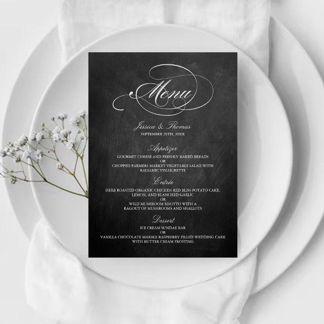 Modelos de Menu de Casamento de Chalkboard Elegant (Criador carregado)