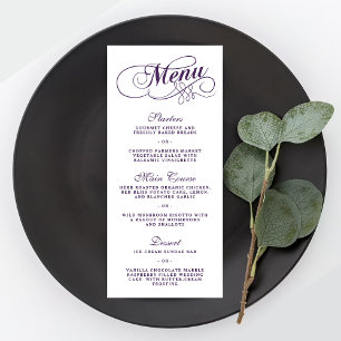 Modelos Do Menu Casamento De Púrpura E Branco Eleg