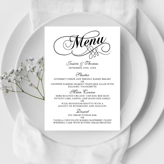 Modelos Elegantes Do Menu Casamento Preto E Branco (Criador carregado)