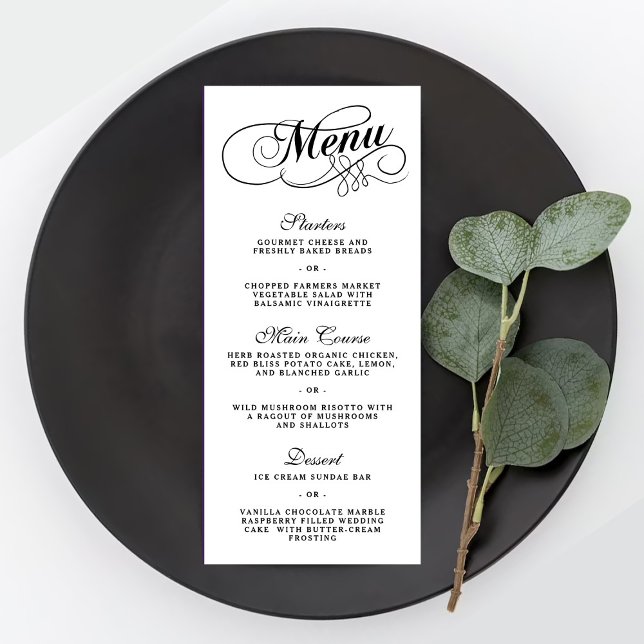 Modelos Elegantes Do Menu Casamento Preto E Branco (Criador carregado)
