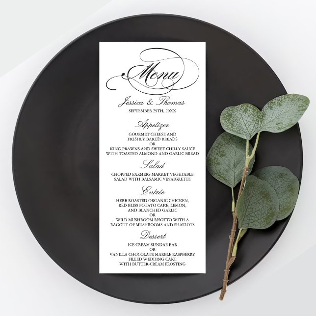 Modelos Elegantes Do Menu Casamento Preto E Branco (Criador carregado)