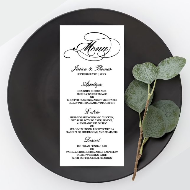 Modelos Elegantes Do Menu Casamento Preto E Branco (Criador carregado)