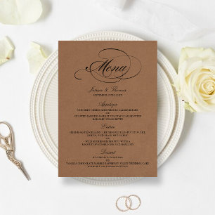 Modelos elegantes do menu do casamento de Kraft