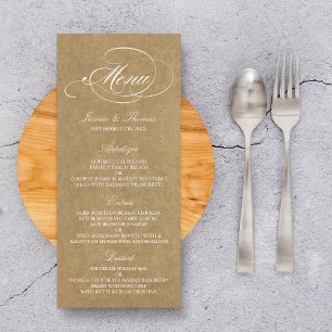 Modelos elegantes do menu do casamento de Kraft