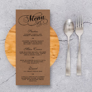 Modelos elegantes do menu do casamento de Kraft