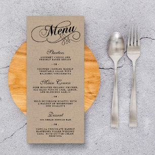 Modelos elegantes do menu do casamento de Kraft