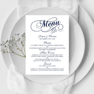 Modelos elegantes do menu do casamento dos azuis