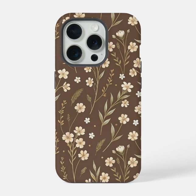 Moder Pattern Wilflowers Brown Background (Verso)