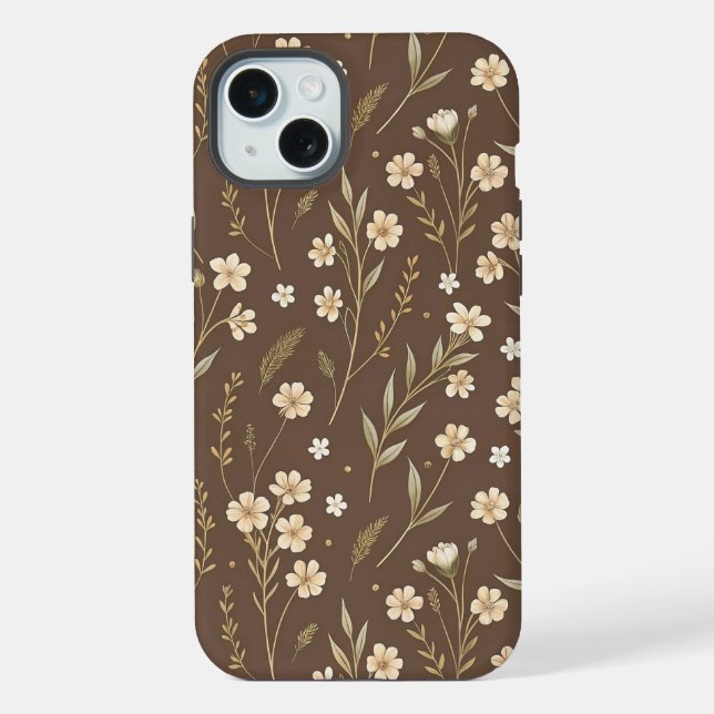 Moder Pattern Wilflowers Brown Background (Verso)