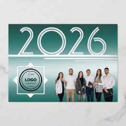 Modern 2026 New Year Logo Photo Greeting Card