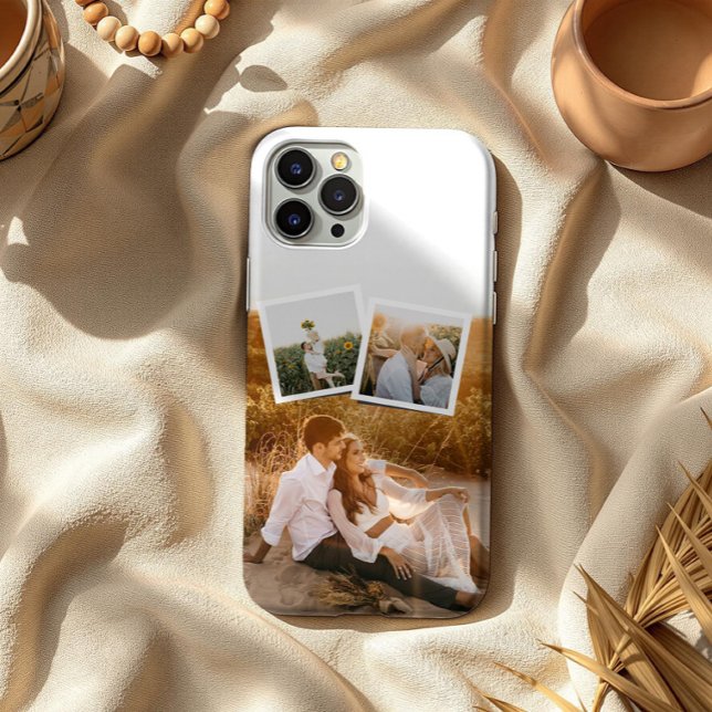 Modern 3 Photo Layout Custom iPhone Case (Criador carregado)