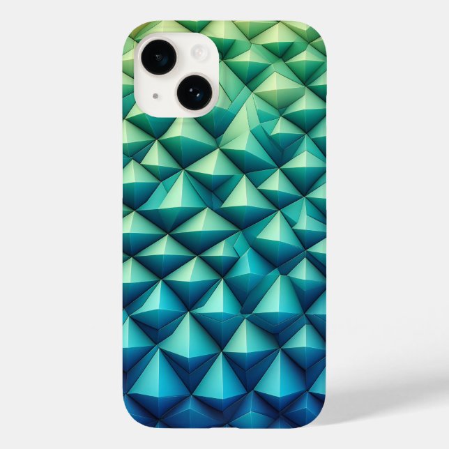 Modern 3D Geometric Pyramid Phone Case - Teal and  (Verso)