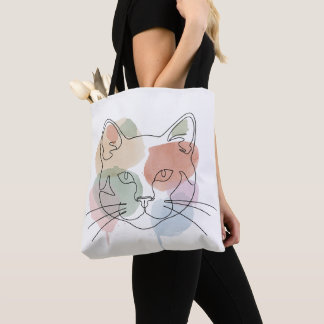 Modern Abstract Cat Face Tote Bag