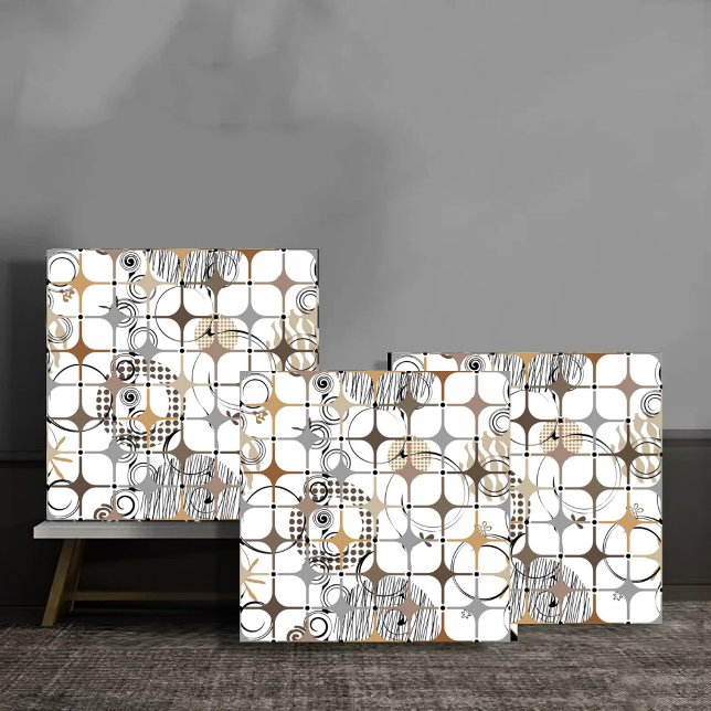 Modern Abstract Circles and Stars in Gold and Bron (Criador carregado)