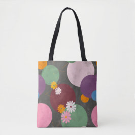 Modern Abstract Floral Circles Tote Bag