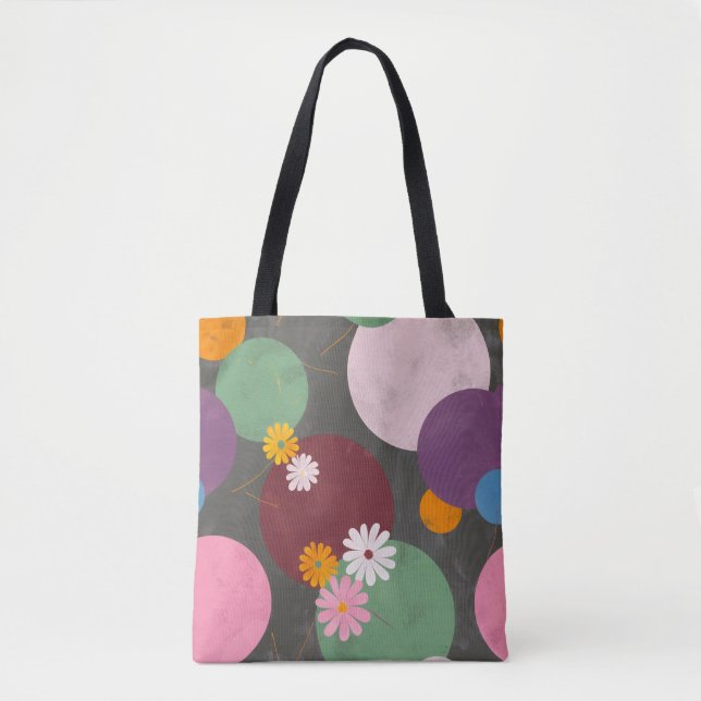 Modern Abstract Floral Circles Tote Bag (Frente)