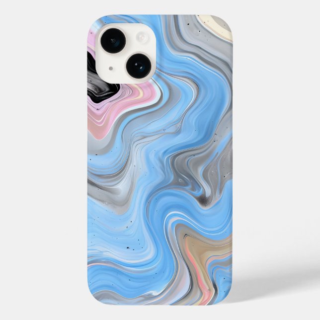 Modern Abstract Swirls Phone Case - Blue Pink Gold (Verso)
