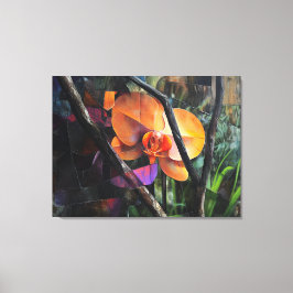 Modern Art Abstract Cubist Orchid Stretched Canvas