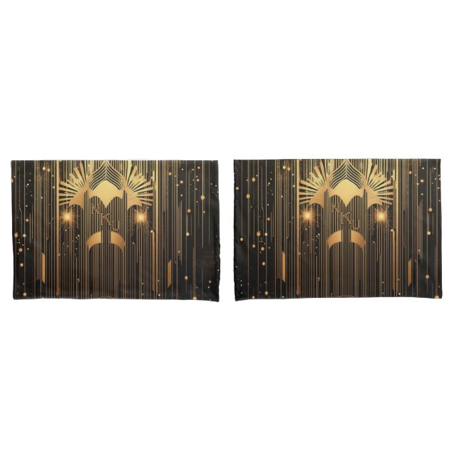 Modern Art Deco Black Gold Egyptian Art-inspired (Frente - conjunto)