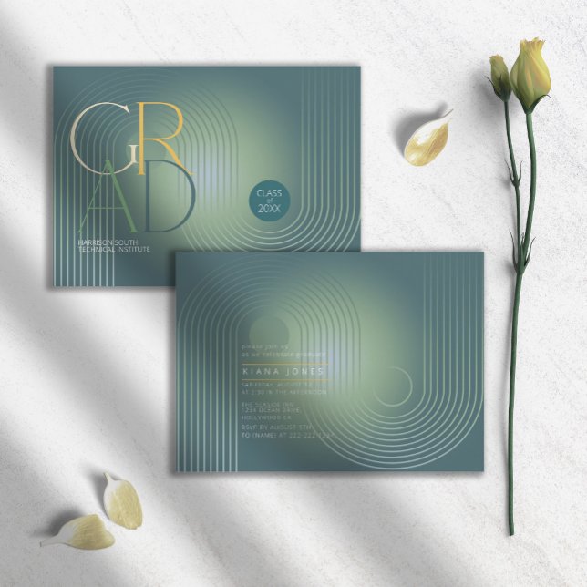 Modern Art Deco Geometric Graduation Green ID906 (Criador carregado)