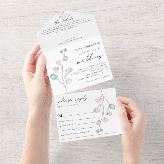 Modern Artsy Pastel Deixa Casamento Rosa De Teal (Tearaway)