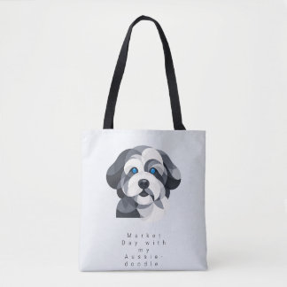 Modern Aussiedoodle Art Tote Bag - Blue Merle Geom