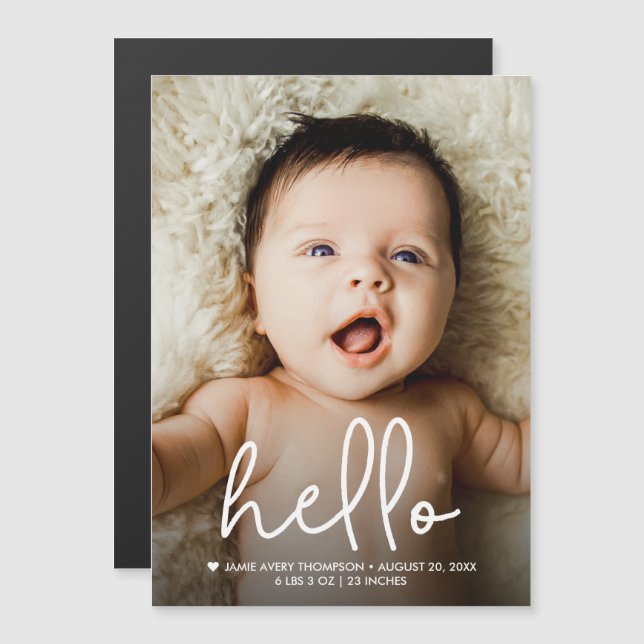 Modern Baby Photo Birth Announcement Custom  (Frente/Verso)