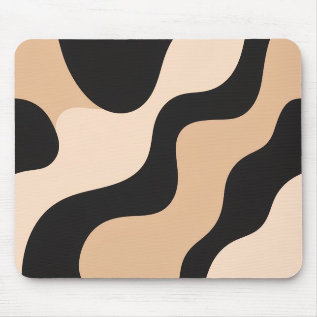 Modern Beige & Black Wave Mousepad (Frente)