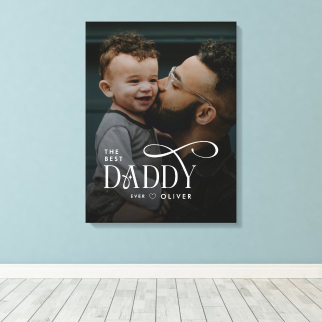 Modern Best Daddy Ever Photo Personalized Canvas (Insitu(piso de madeira))