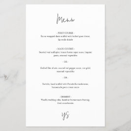 Modern Black and White Chic Wedding Menu