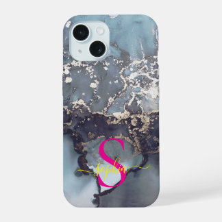 modern black and white marble monogram