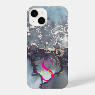 modern black and white marble monogram