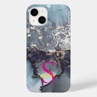 modern black and white marble monogram