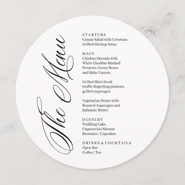 Modern black and white menu card (Frente)