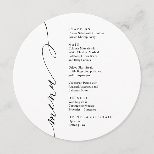 Modern black and white menu card (Frente)