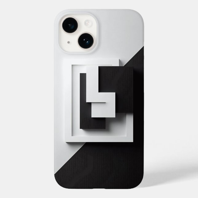 Modern Black and White Minimalist Phone Case - 3D  (Verso)