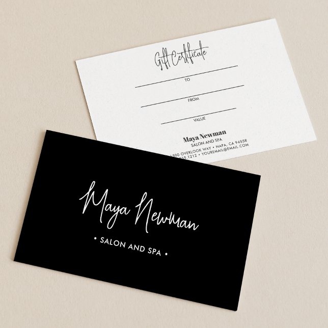 MODERN BLACK DARK ASSINATURE Monograma Gift Card (Criador carregado)