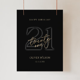 Modern Black Gold 21st Birthday Party Poster