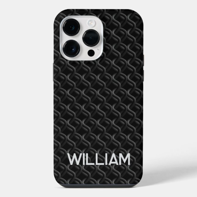 Modern Black Rubber Lattice with Name (Verso)